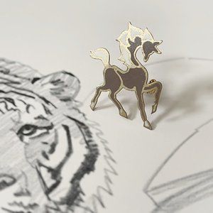 Vintage Unicorn Pin Horse Brooch